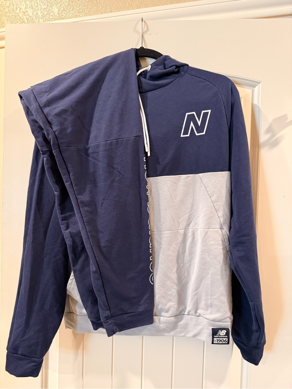 New Balance Men’s Navy and Light Gray Colorblock Zip-Up Hoodie